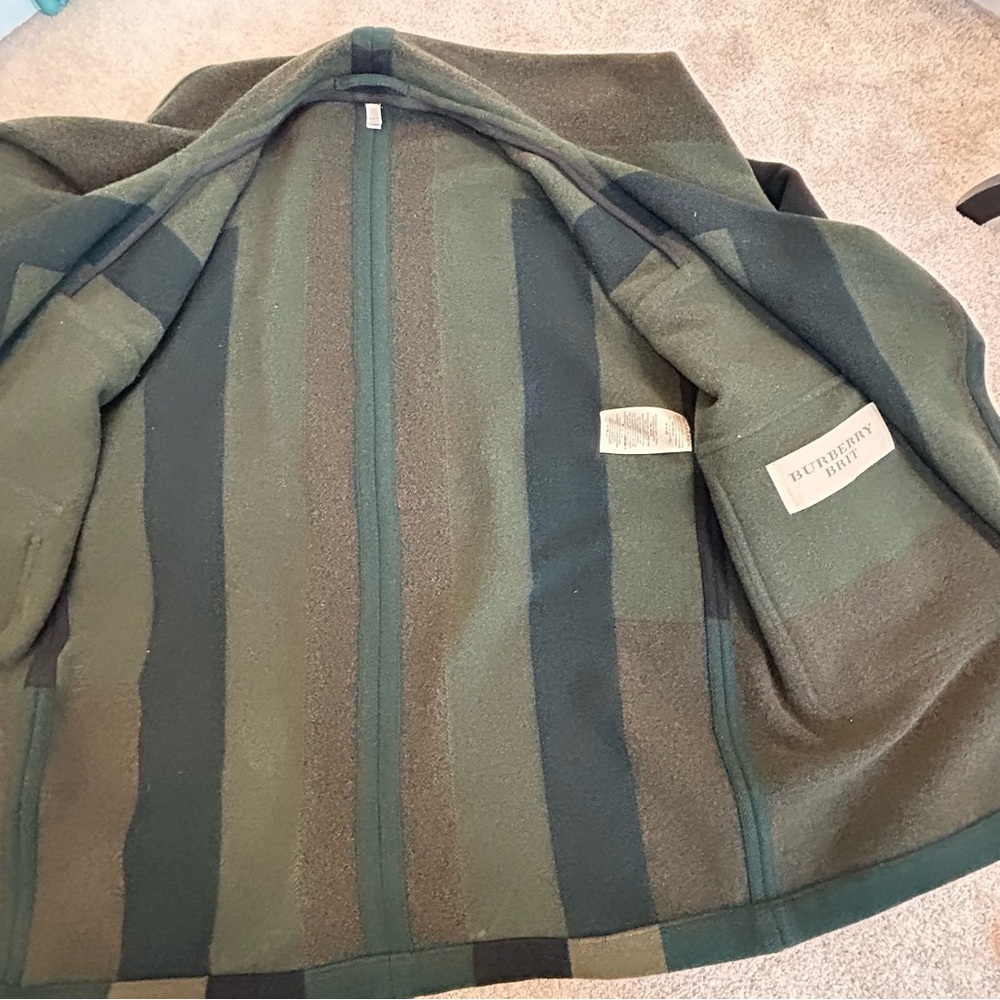 Burberry Brit Green Cherbrooke wool-blend blanket coat belted Sz S RARE! - Picture 10 of 13